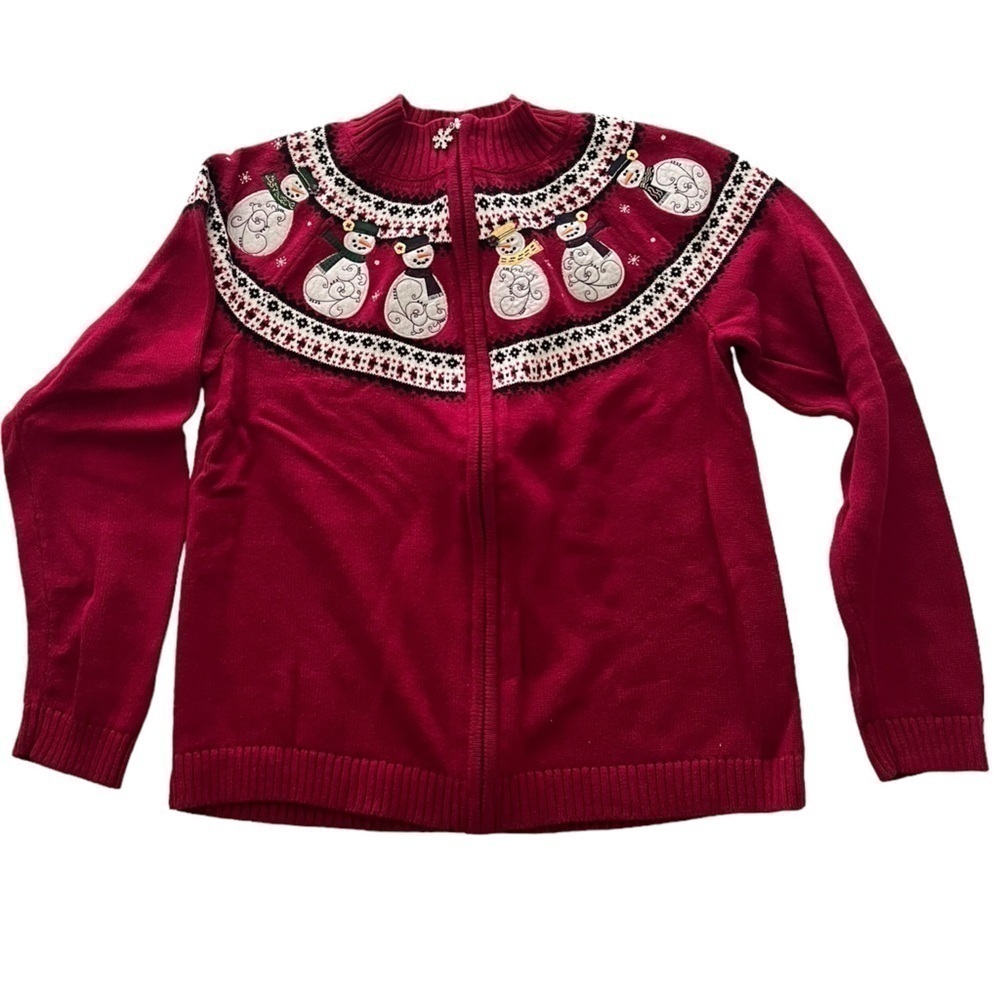 Christopher & Banks Women's Full Zip Ugly Christmas Sweater Size M